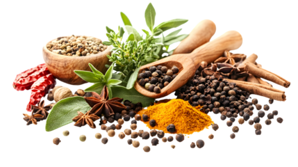 Fresh Herbs and Spices on White Background for Culinary Creativity