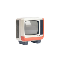 Vintage Retro Television Set with Orange Accents on White Base