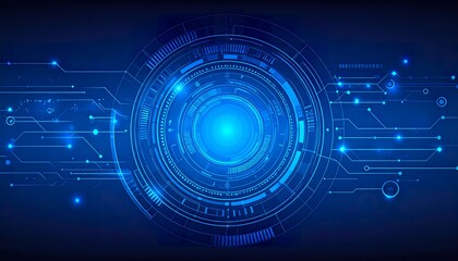 Futuristic technology interface with glowing circles and circuit patterns