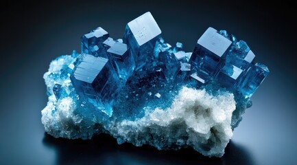 Deep blue cubic crystal cluster