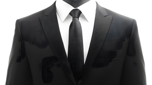 Elegant Black Business Suit Jacket with White Shirt on Mannequin