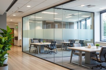 Fototapeta premium office space with a glass wall partition.