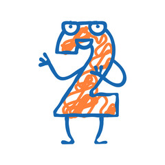two number character icon doodle illustration