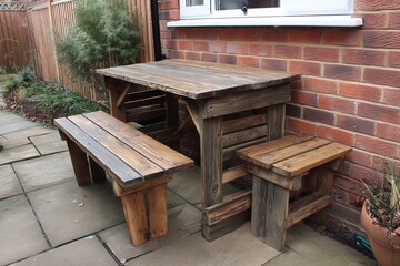 Diy foldable picnic table made pallet wood space saving rustic design for small gardens or patios