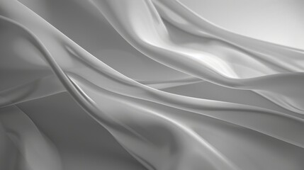 Abstract white flowing waves resembling fabric. Background image of 3D rendering art with wavy texture or monochrome wall with ocean wave. Digital artwork for minimalist and modern design. AIG51.
