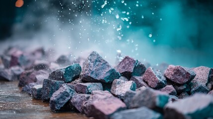 Heated sauna stones release thick steam as water splashes onto their surface, offering a glimpse into the soothing warmth of a classic steam bath setting