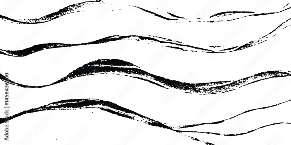 Poster black flowing wave lines on white transparent background. abstract wave line for banner, template, w