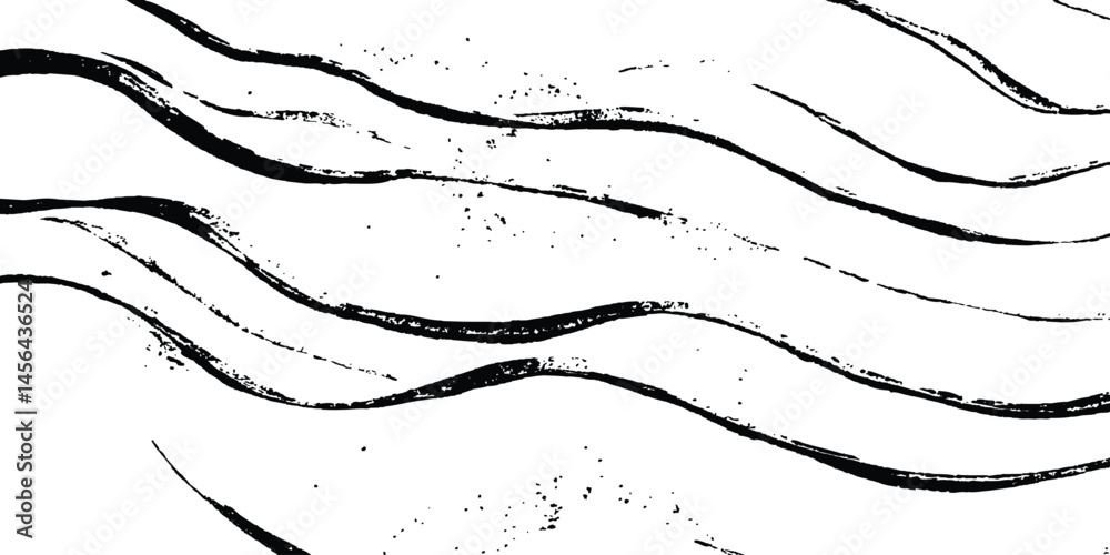 Poster black flowing wave lines on white transparent background. abstract wave line for banner, template, w