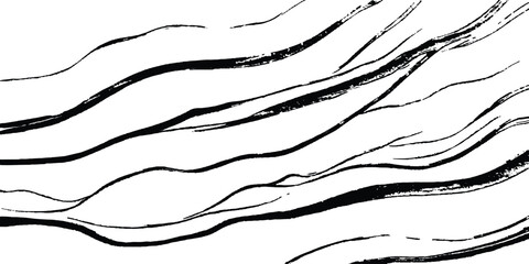 Abstract black wavy lines on transparent background. Black flowing wave lines set on white and transparent background. Line wavy abstract vector background. Curve wave. Line art striped graphic