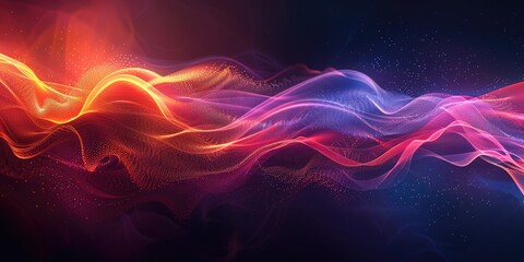 Obraz premium Abstract picture vivid color neon light with digital technology style design connecting become dynamic of electric wave movement represent about flowing of data or structure of network system. AIG51.