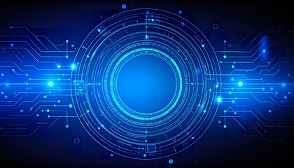 Futuristic glowing blue circular network abstract technology background image