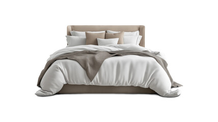 Cozy modern bed setup with headboard for interior