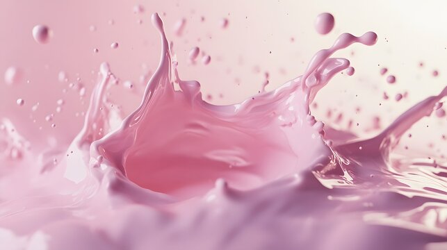 Pink liquid splash, close-up view of a dynamic fluid movement.