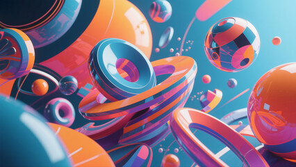 Colorful abstract 3D objects wallpaper
