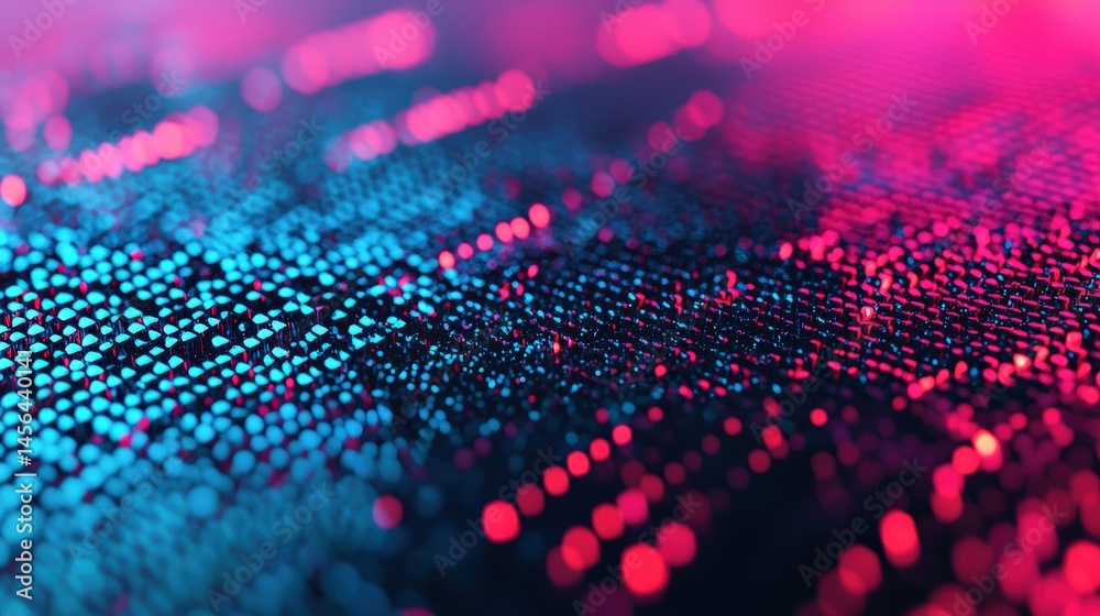 Poster abstract fractal neural network with electric blue and hot pink geometric patterns