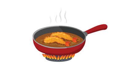 Cooking deep fried freshly fried shrimp, Tempura icons set cartoon vector. Appetizer shrimp. Fried deep illustration isolated.