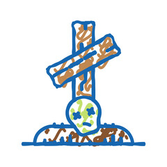 grave zombie scary icon doodle illustration