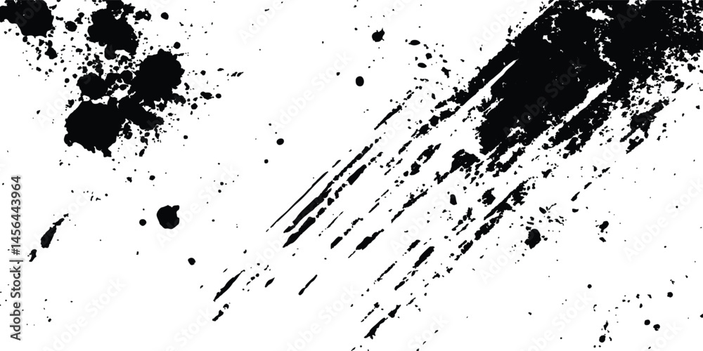 Leinwandbilder vector grunge black and white distressed texture transparent white background. abstract black ink sp