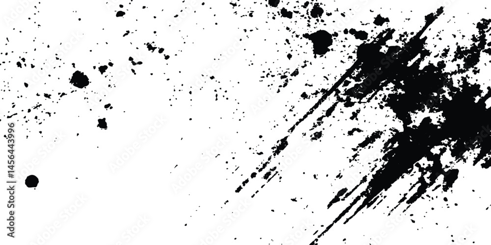 Aufkleber Vector grunge black and white distressed texture transparent white background. Abstract black ink splash on white background with energetic splatter and unique texture for creative and artistic design