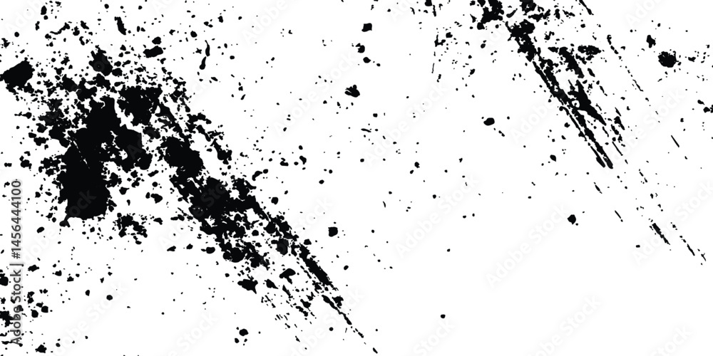 Poster vector grunge black and white distressed texture transparent white background. abstract black ink sp