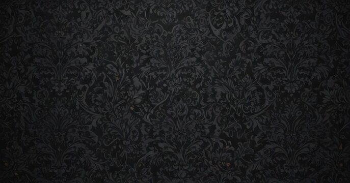 Intricate black damask wallpaper, seamless floral vines , wallpaper, dark, ornate