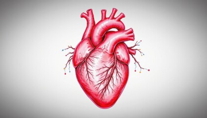 Anatomical heart illustration medical art digital artwork light background creative concept