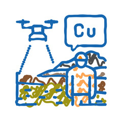 aerial surveying exploration copper icon doodle illustration