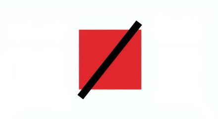 Abstract Red Square with Black Diagonal Line: Minimalist Graphic Design