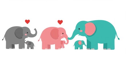Fototapeta premium Charming elephants in vector format expressing family love and parenting