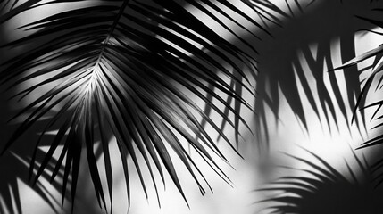 Fototapeta premium Monochrome Palm Leaves and Shadows Texture
