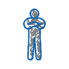 cross hand man icon doodle illustration