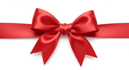 Fototapeta premium Elegant bright crimson ribbon bow, a luxurious detail on pristine white