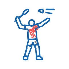 player badminton icon doodle illustration