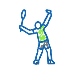 professional badminton icon doodle illustration