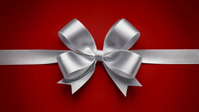 Valentine gift red card with grey ribbon