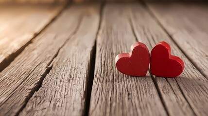 Fototapeta premium red hearts on wooden background