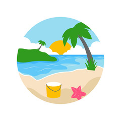 Summer Beach Scenery Illustration