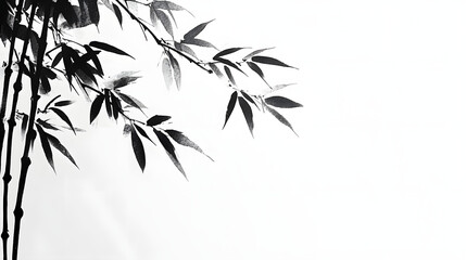 Naklejka premium bamboo, tree, nature, leaf, plant, branch, silhouette, grass, vector, green, floral, flower, art, pattern, illustration, design, leaves, summer, asia, spring, decoration, japanese, japan, frame, paint