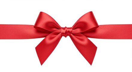 Fototapeta premium Festive crimson silk ribbon tied into elegant bow for celebration decoration