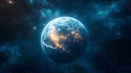 Obraz premium Celestial view of Earth in the cosmos.