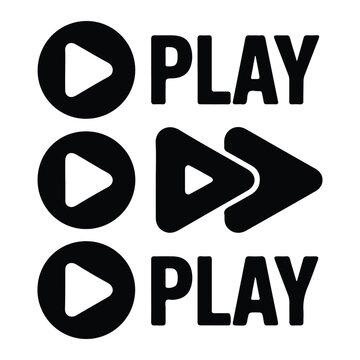 A silhouette of Play buttom vector set on a white background