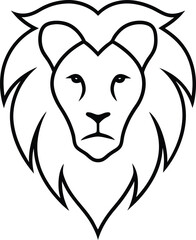 lion head tattoo vector illustration line art