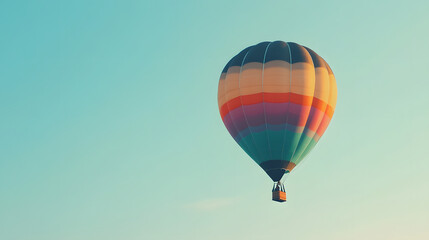 Naklejka premium balloon, air, sky, hot, hot air balloon, flying, flight, colorful, fly, basket, ballooning, adventure, travel, float, balloons, sport, fun, transportation, red, color, blue, aircraft, transport, high,