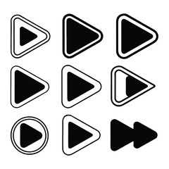 A silhouette of Play buttom vector set on a white background