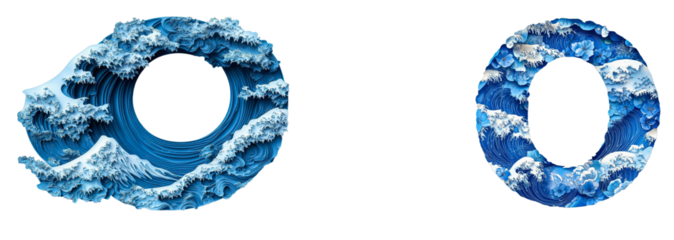 Ocean Wave Circle Isolated, Aqua Blue Rings, cut out transparent