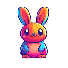 Obraz premium Colorful cartoon rabbit character with vibrant shades, playful expression, and oversized ears in a whimsical design style for children’s illustrations.