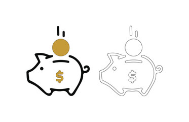 Personal finance icon set. Piggy bank, budget, savings, expense, income, tax, loan, statement, financial management, mortgage and more. Solid vector icons collection