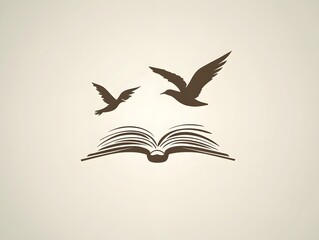 Fototapeta premium Exploring Freedom and Knowledge: Abstract Bird Illustration in Open Book Vector