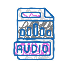 Obraz premium audio file format document icon doodle illustration