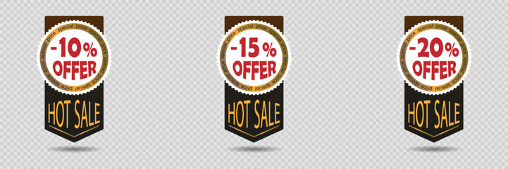 Set of sale price tags, discount only today, banner, sticker, decal.